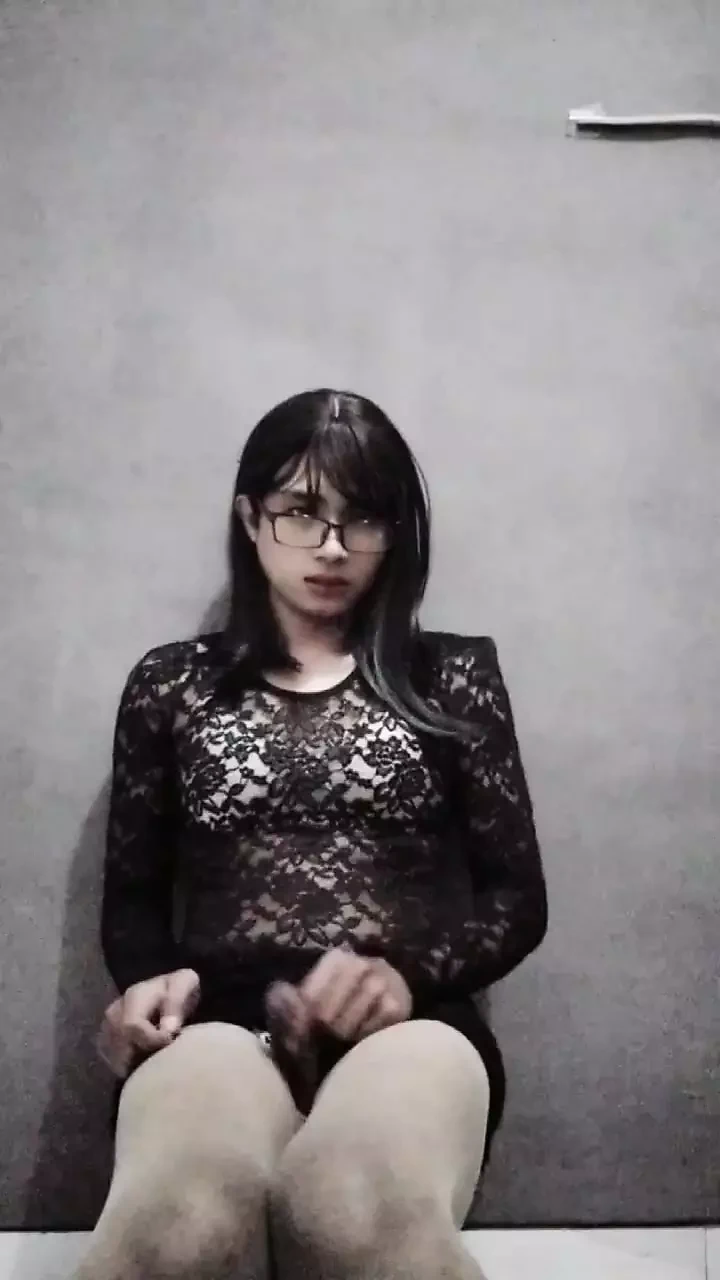 Sexy Crossdresser femboy glasses with long hair