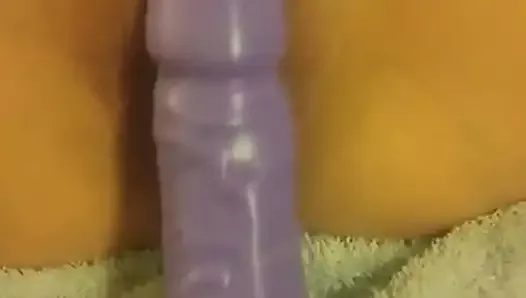 Gf taking a big purple dildo