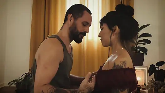 Big Booty Brunette Gives an Amazing Cock Massage