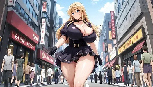 Sie ging auf einer belebten Straße mit entblößtem Unterkörper