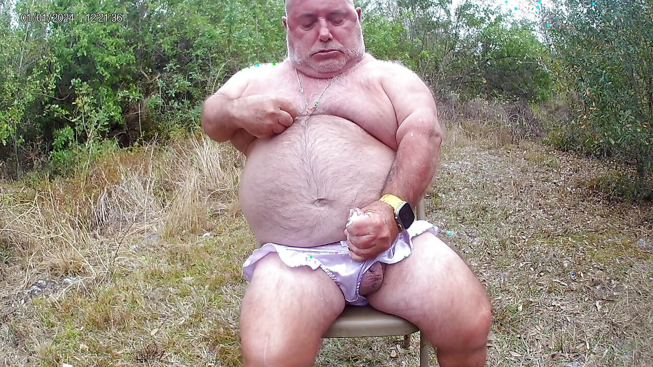 Edging wearing panties, edging my cock in the woods again.