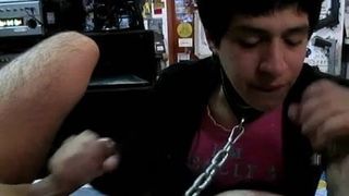 Chained FaggySlut Blows Deep 2 Studs