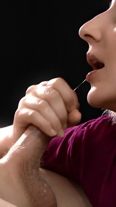 A blonde gives a guy a homemade blowjob and takes all his cum in her mouth. | Clip 1