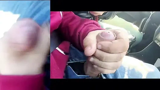 Public handjob almost caught, he likes to film me and watch me cum!