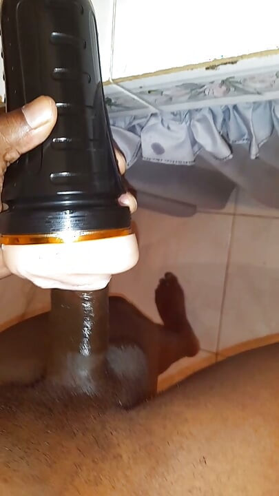 Black cock jerking off with flesh light pt4