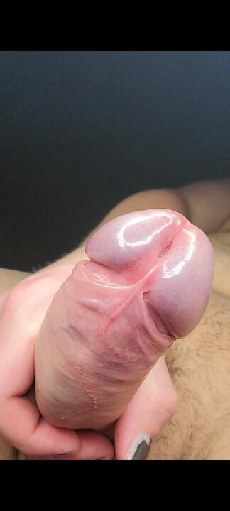 Stroking and playing with my cock up close