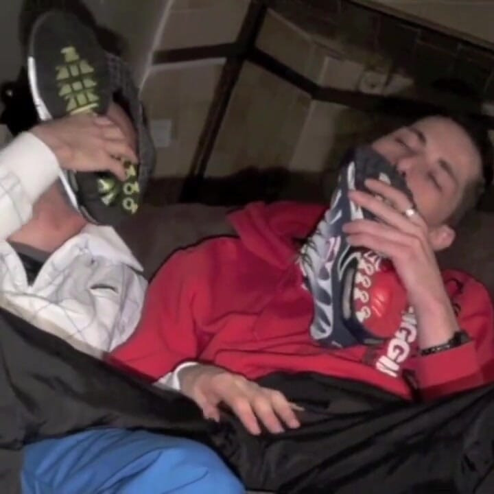 Sex tape with 2 sneakers boy at home