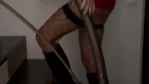 Submissive to our pleasures, I get whipped to suck him and get fucked. Polly Gardel, porn actress, turns you on all in red and leather