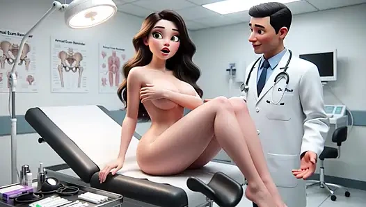 Güzel düzgün vücutlu esmer kadın hasta tamamen çıplakken profesyonel jinekolojik muayeneden geçiyor
