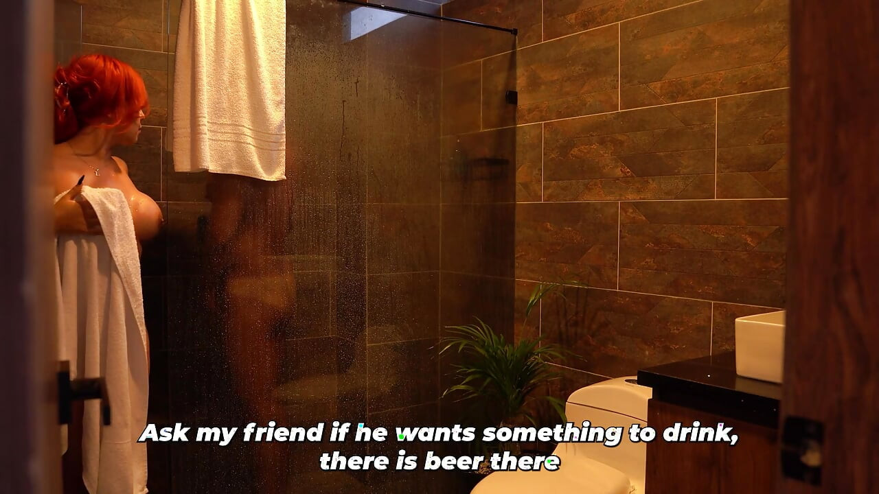 I'm secretly fucking my friend's shameless wife in the bathroom while he's showering.