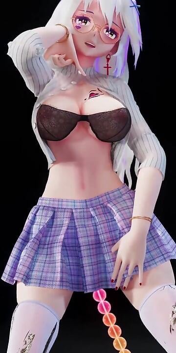 Phone Number Anal Plug Bead Chain Bare-bottomed Ultra-short Skirt White Stockings