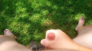Jacking off in the backyard