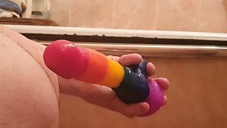 Sasha Earth solo plays at home with her ass dildo