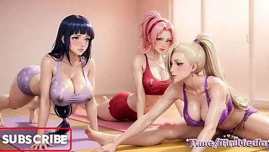 Kelas yoga gadis naruto berubah jadi liar sakura, besar hinata ino menggoda