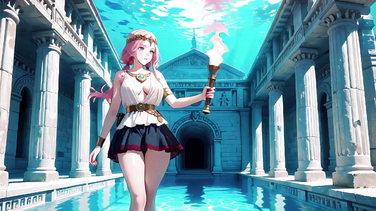 Pink Hair Maid Fantasy From Ethereal Underwater Temple to Private Bedroom, Graceful Stance to Lazy Kneel