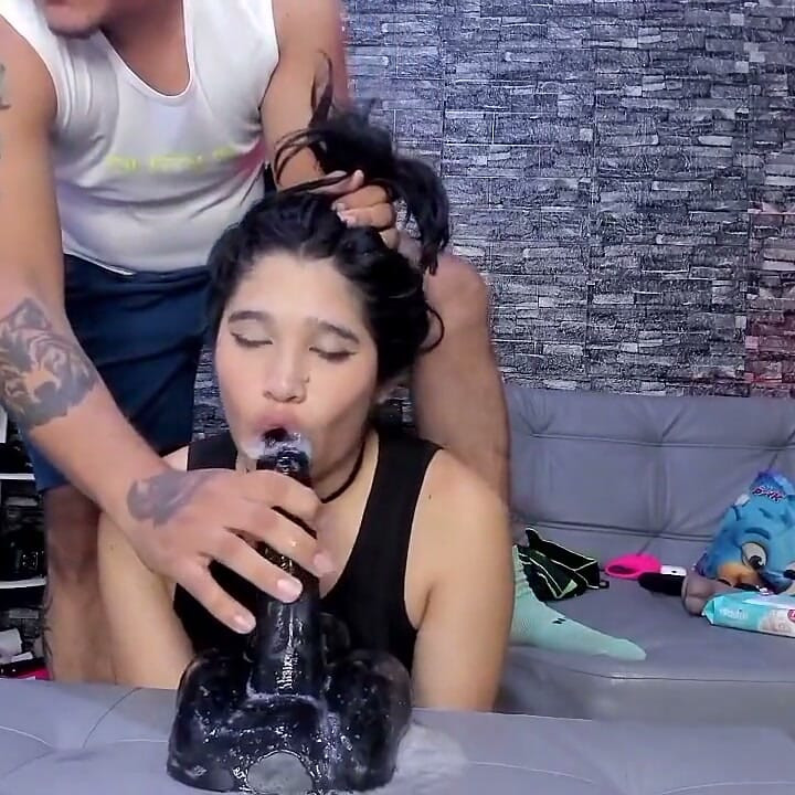 Fucking Valezka Face with Dildo