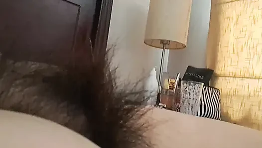 Stepmom's naked body with her fat, hairy pussy up close