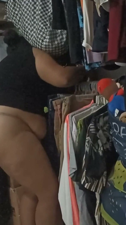 Sister-in-law cleaning the room in thong (7 part) | Clip 1
