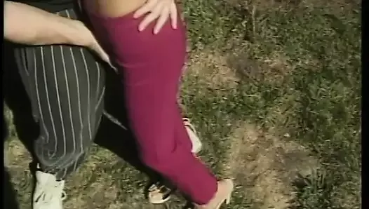 Outdoor doggy style fucking satisfies the tight cunt on this beautiful redhead