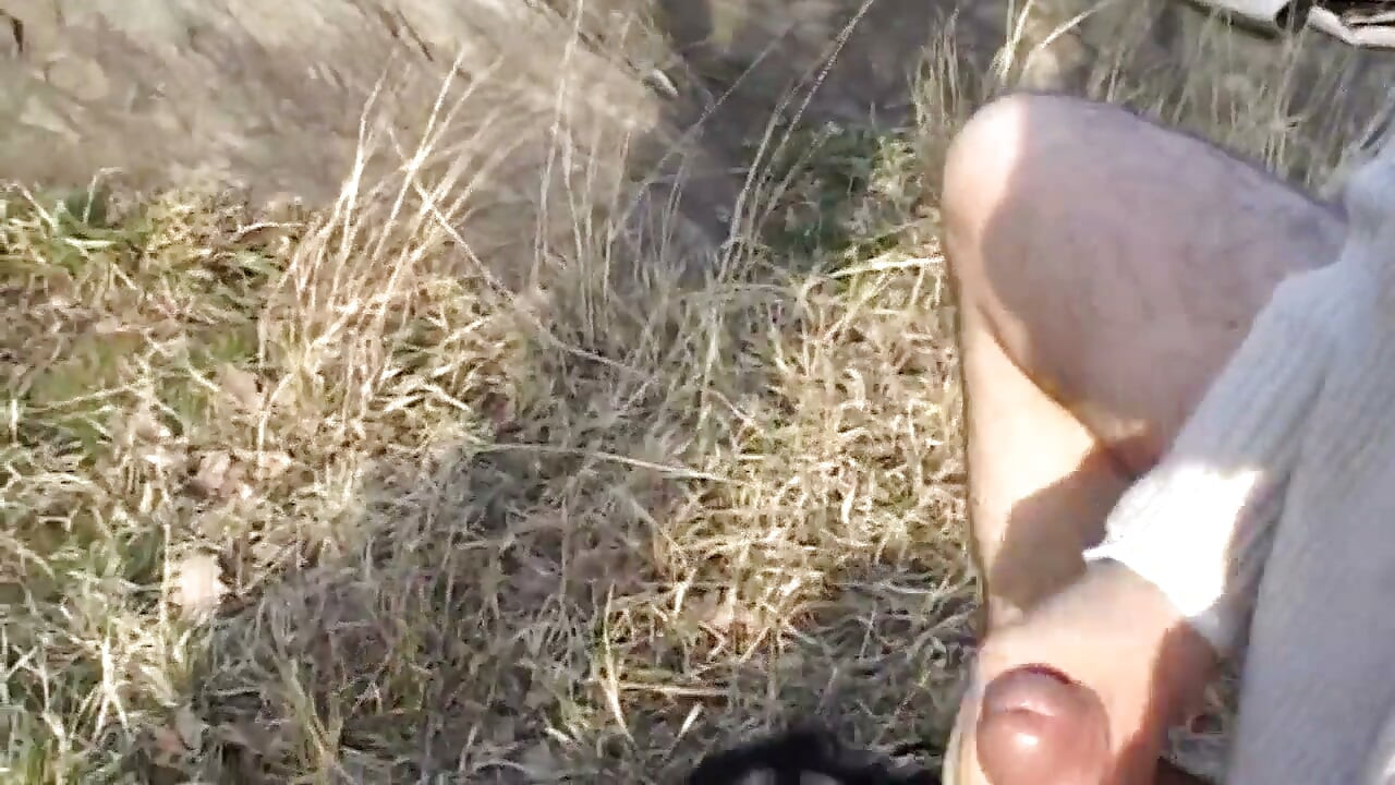 Big tits brunette banged in threesome outdoor