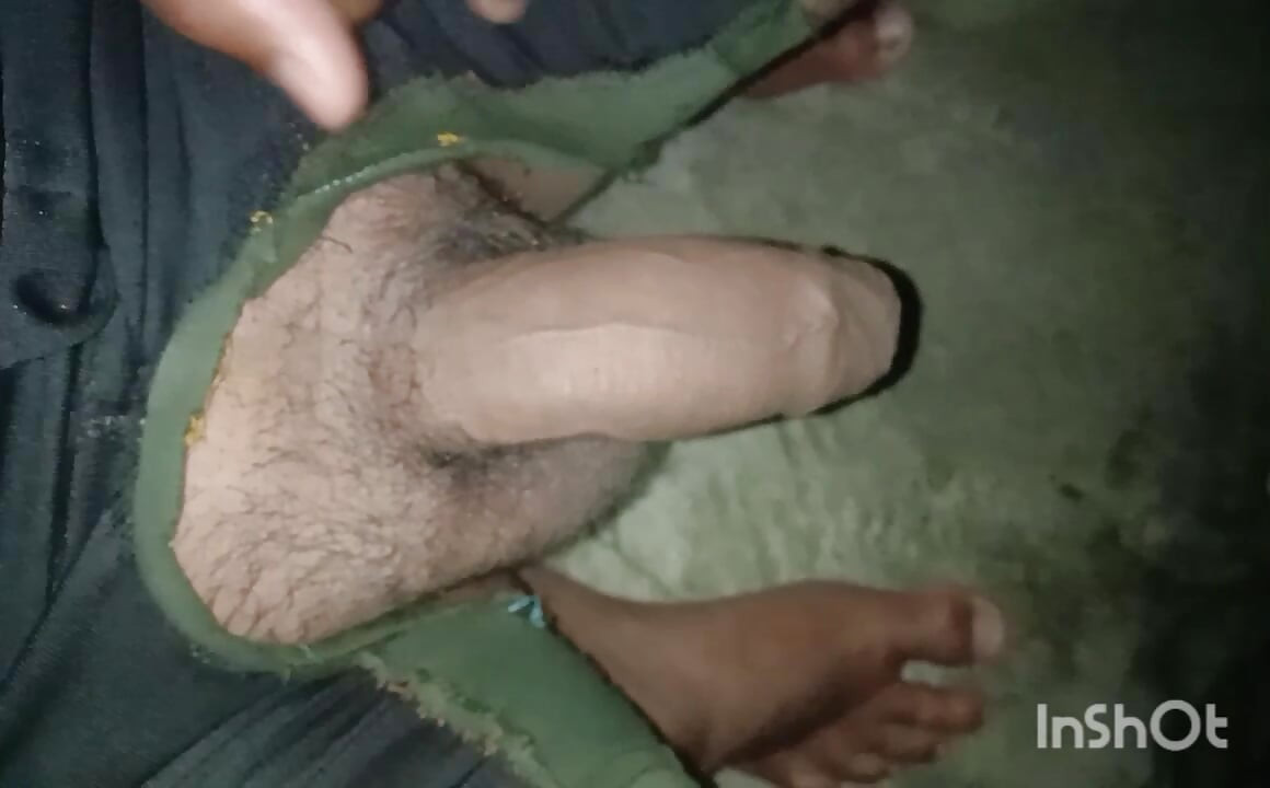 Outdoor masturbation in night and cleaning a cock using water