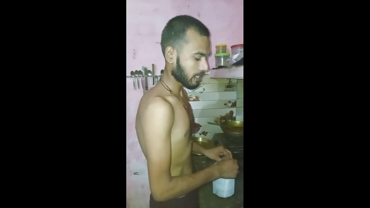 Sexy boy cooking food in underwear. Boy look is very pretty and sexy. New boy xxx