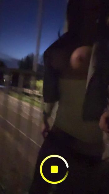 Sissy tits out outdoor