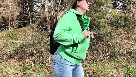 Desperate Outdoor Wetting Jeans on the Public Trail