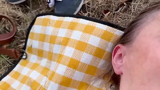 The perverted old farmer fucks me so hard that my milk tits cum