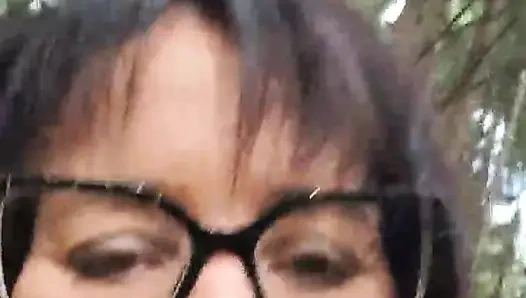 Julie pulls naked on the side of the road and splashes