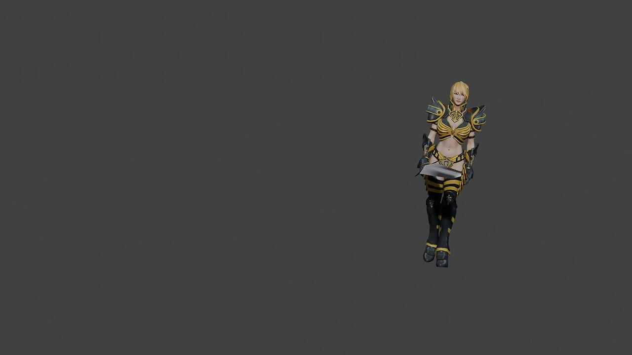 A warrior girl walking with a sword