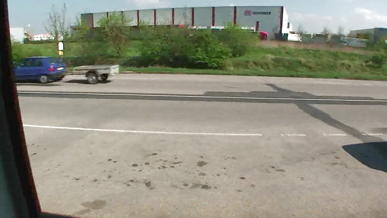 Picked up brunette teen blowing and riding two dicks