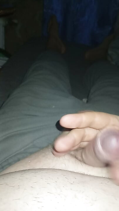 Fat gay jerking uncut cock but no cum