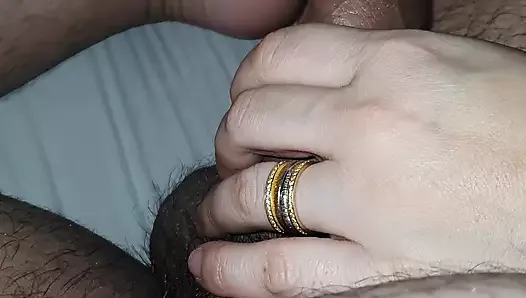 Grandmother hand slip into grandson dick gave him a handjob