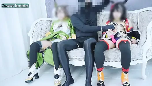 Cosplay Adult Woman Threesome Sex with Two Partners Group Scene