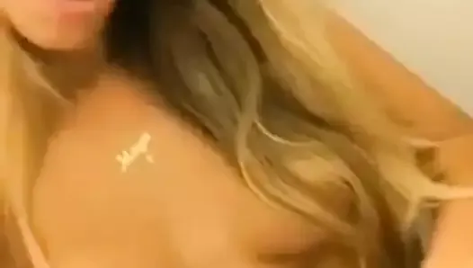 Blonde hottie masturbating in bathroom