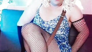 Heavenly Hottie: Angel in a Sexy Short Dress and Fishnets
