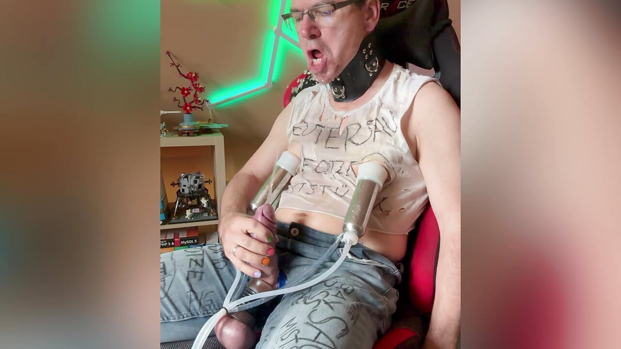 Dirty extreme Piss Pig Slut Whore Nipple Fag Pissing on his self Jerk Off Huge Cock