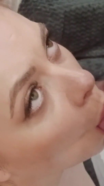 Emotional moment from "Sexy MILF with big tits shows her blowjob skills and swallows cum (part 2)"