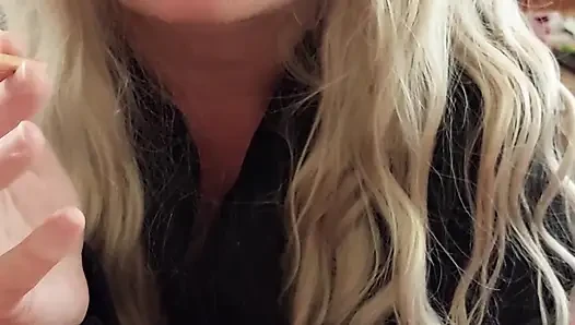 Naughty girl smokes a cigar and sucks dad's cock, swallowing all the cum