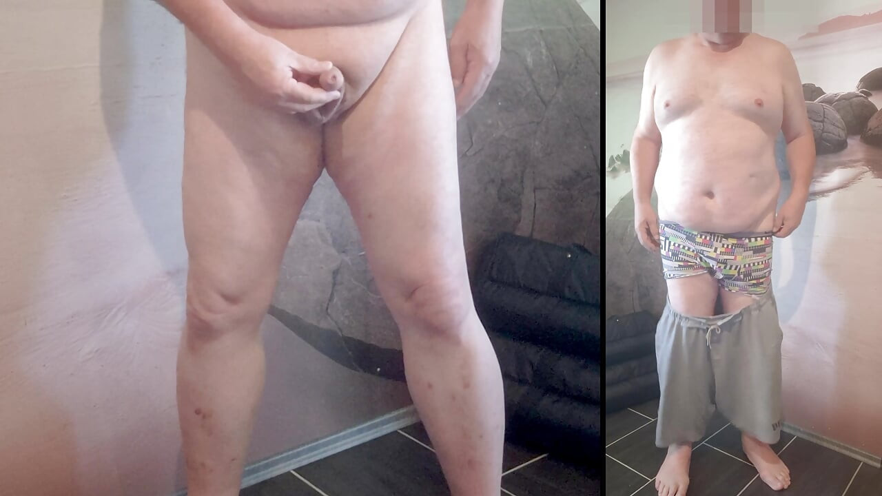 Jerking off while standing (2 viewing angles)