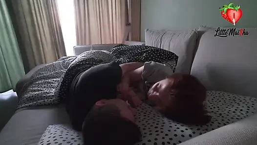 Three days and three mornings of hard cock handjob by a skinny brunette