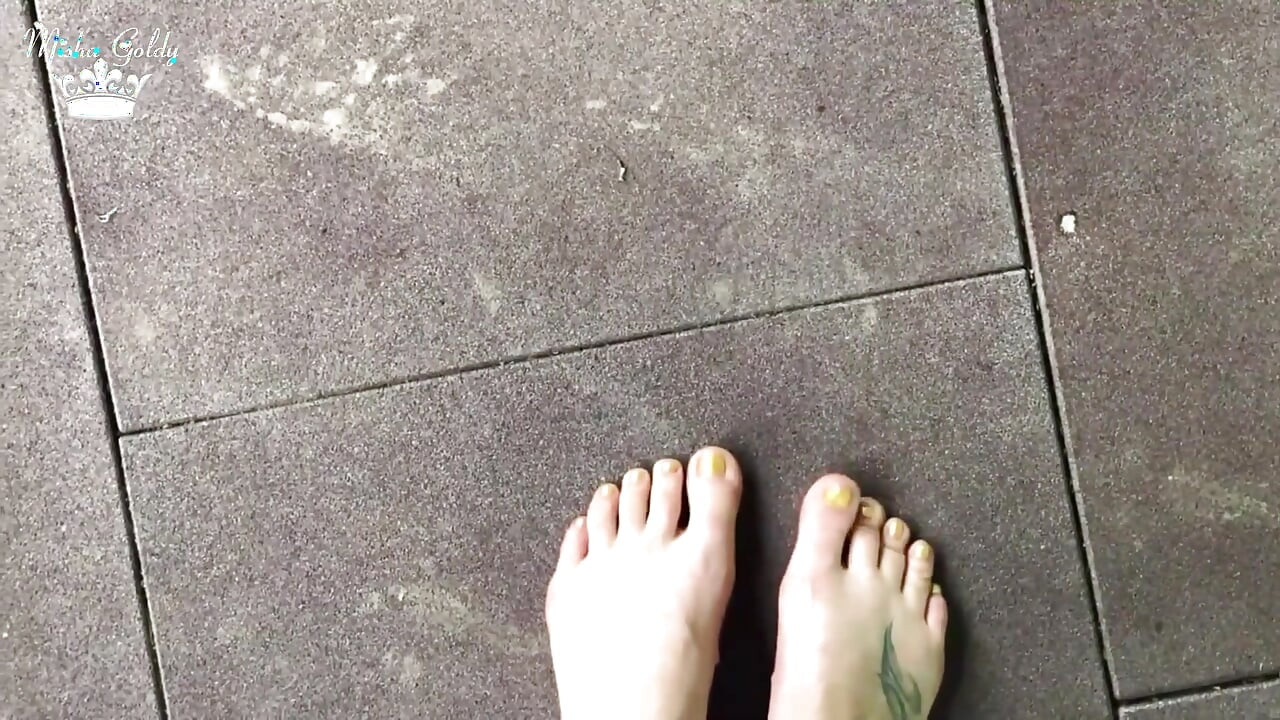 My new shiny slippers dangling everywere outdoor