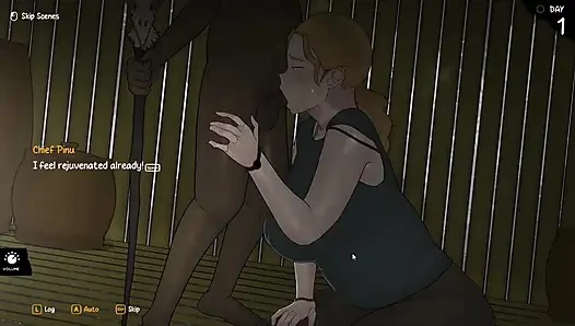 Hentai Game – Arrival of the Goddess - Part 1 Hot Sexy Blonde Woman Perform Paizuri & Intense Blowjob for the Tribe Chief