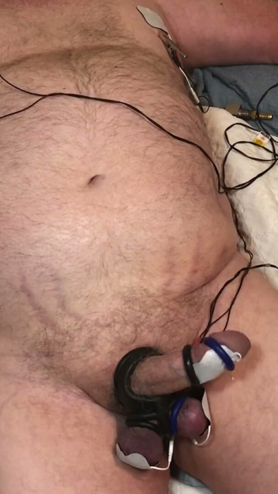 Estim with steel nipple clamps and tightly bound dick and balls. HFO | Clip 2