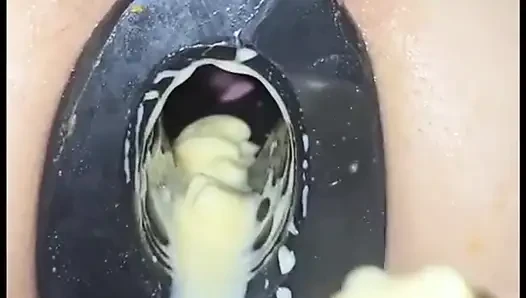 Messy spunk and food filled cunt