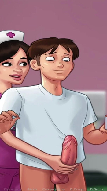 Emotional moment from "SummertimeSaga - Nurse plays with cock then takes it in her"
