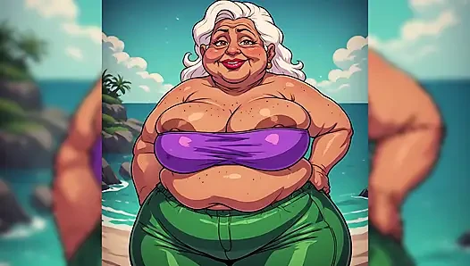 Dicke indische bBW-frauen am strand-ai