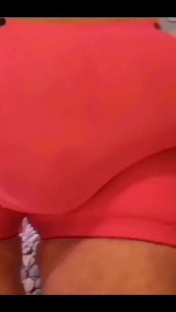 Pretty Bulging in Pink Wearing 3 Cockrings