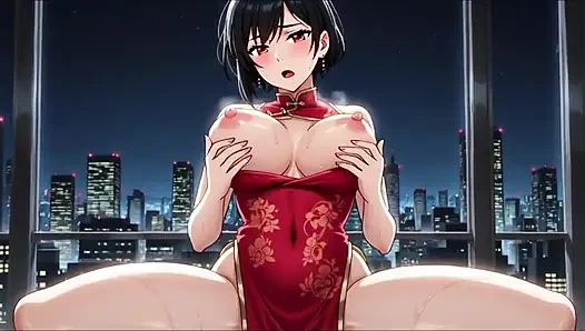 Ada wong dalam adegan seks pov yang menggoda dengan gaun merah ikonik sambil menggoda